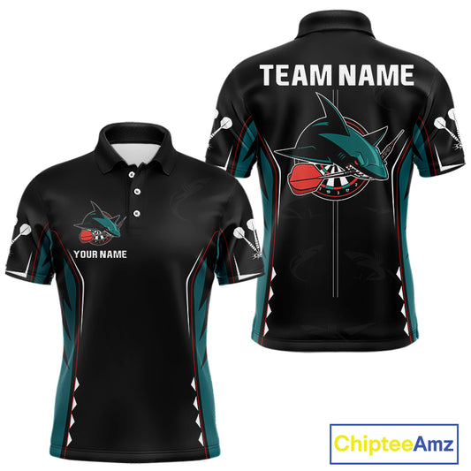 Azure Shark Holding Dart Arrow Darts Shirt For Men - Custom Dart Player Jersey NYN0538