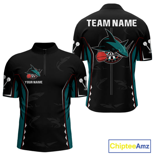 Azure Shark Holding Dart Arrow Darts Shirt For Men - Custom Dart Player Jersey NYN0538