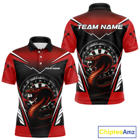Maroon Cobra & Dartboard Men's Darts Polo Shirt - Custom Name For Darts Jersey NYN0752