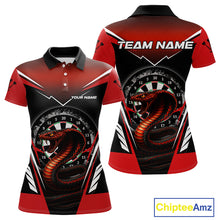 Load image into Gallery viewer, Maroon Cobra &amp; Dartboard Women&#39;s Darts Polo Shirt - Custom Name For Darts Jersey NYN0752