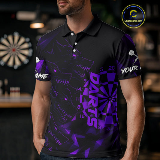 Custom Black And Purple Wolf Dartboard Dart Jersey For Men Outfits Dart Team Jerseys NYN1399