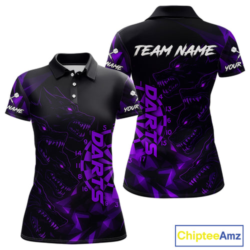 Custom Black And Purple Wolf Dartboard Dart Jersey For Women Outfits Dart Team Jerseys NYN1399