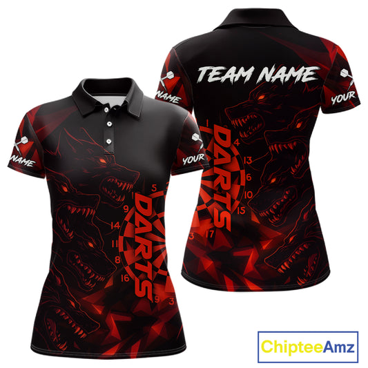 Custom Black And Red Wolf Dartboard Dart Jersey For Women Outfits Dart Team Jerseys NYN1400