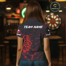 Load image into Gallery viewer, Custom Black And Red Wolf Dartboard Dart Jersey For Women Outfits Dart Team Jerseys NYN1400