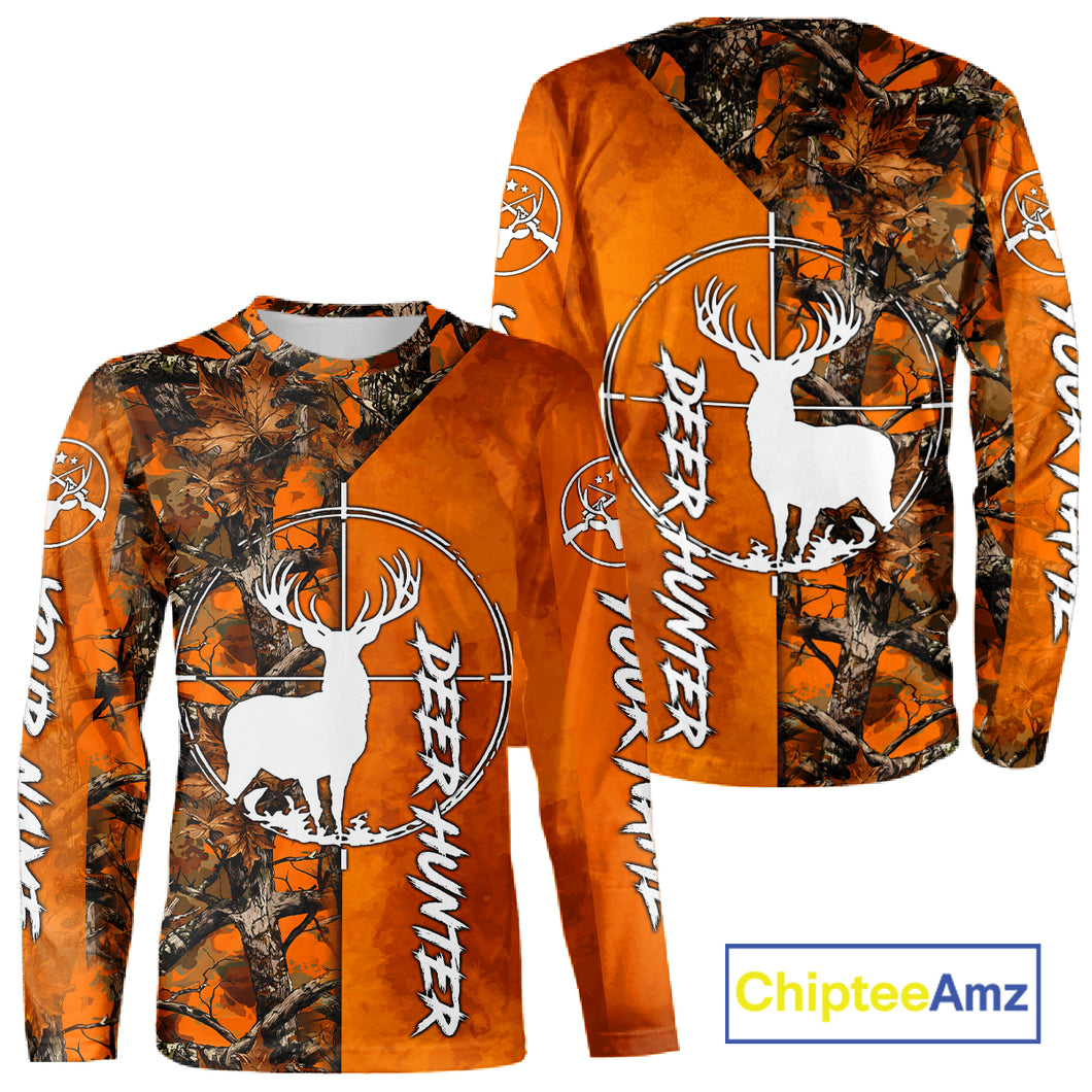 Personalized Orange Camo Deer Hunting 3D Printing Shirts for Hunters, Hunting Gifts NBT129