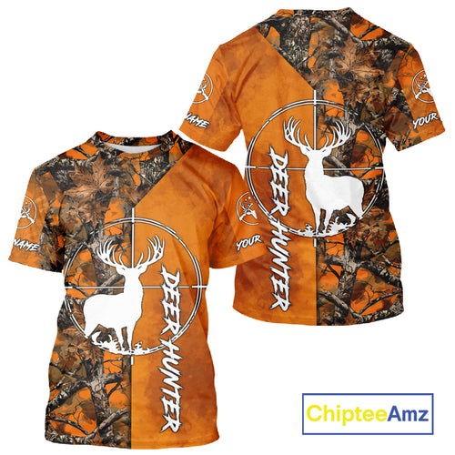 Personalized Orange Camo Deer Hunting 3D Printing Shirts for Hunters, Hunting Gifts NBT129