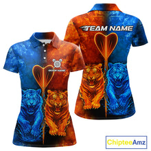Load image into Gallery viewer, Water-Flame Tiger Dart Arrow Women&#39;s Darts Polo Shirt - Custom Name For Darts Jersey NYN0757