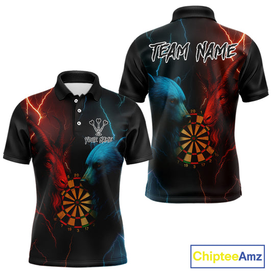 Goat & Bear Dartboard Men's Darts Polo Shirt - Custom Name For Darts Jersey NYN0758