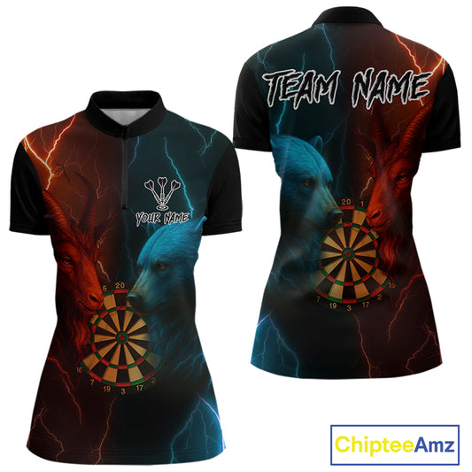Goat & Bear Dartboard Men's Darts Quarter-Zip Shirt - Custom Name For Darts Jersey NYN0758
