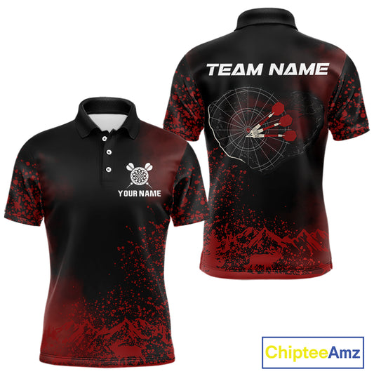 Red Arrows & Dartboard Men's Darts Polo Shirt - Custom Name For Darts Jersey NYN0759