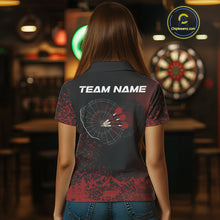 Load image into Gallery viewer, Red Arrows &amp; Dartboard Women&#39;s Darts Polo Shirt - Custom Name For Darts Jersey NYN0759