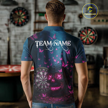 Load image into Gallery viewer, Custom Blue And Pink Butterflies Skull Dart Shirt For Men Romantic Darts Team Jerseys NYN1070