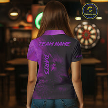 Load image into Gallery viewer, Custom Black- Purple Horror Lion Dartboard Dart Polo Shirt For Women Grunge Dart Jerseys NYN1414