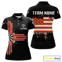 Load image into Gallery viewer, Grunge US Flag &amp; Dartboard Custom Darts Polo Shirt For Women - Darts Team Jersey NYN0762