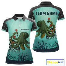 Load image into Gallery viewer, Custom Women&#39;s Darts Polo Jersey Green Octopus Play Dart Arrows For Darts Team NYN0767