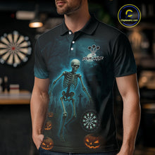 Load image into Gallery viewer, Custom Black And Blue Skull Halloween Darts Shirt For Men Outfits Skull Darts Jersey NYN1086