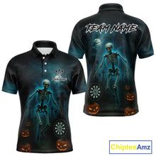 Load image into Gallery viewer, Custom Black And Blue Skull Halloween Darts Shirt For Men Outfits Skull Darts Jersey NYN1086