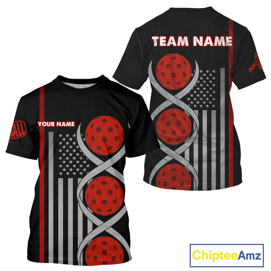 Pickleball - It's Is In My DNA Custom Men's Patriotic Pickleball T-Shirt | Red NYN1100