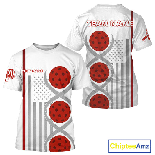 Pickleball - It's Is In My DNA Custom Men's Patriotic Pickleball T-Shirt | White NYN1103