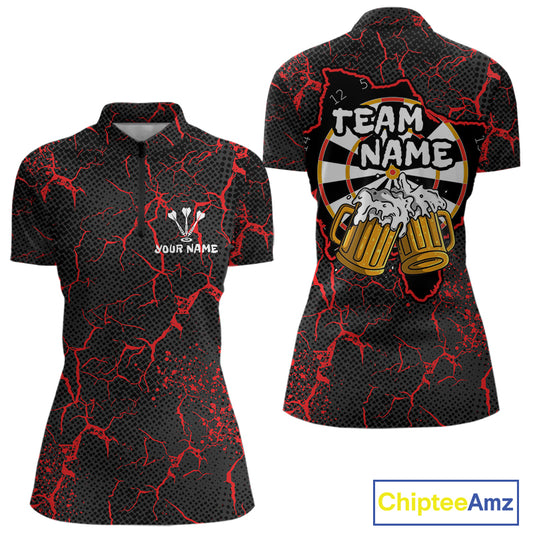 Custom Women's Darts Quarter-Zip Shirts Playing Darts And Beer For Darts Jersey NYN0774