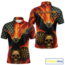 Load image into Gallery viewer, Custom Patriotic Darts Shirt For Men Flames Eagle US Flag Dart Jerseys, Darts Team NYN1127