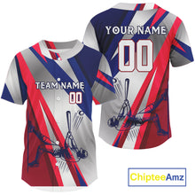 Load image into Gallery viewer, Personalized Red-Blue Baseball Jerseys Men Plays Baseball, Youth Baseball Shirt NYN1136