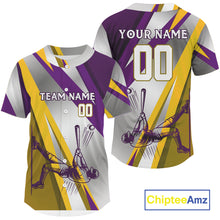Load image into Gallery viewer, Personalized Purple-Yellow Baseball Jersey Men Plays Baseball, Youth Baseball Shirt NYN1137
