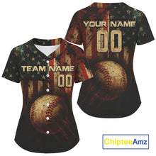 Load image into Gallery viewer, Women's Retro Baseball Jersey Custom US Flag Patriotic Baseball, Youth Baseball Jerseys NYN1138