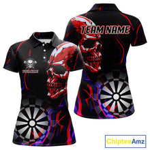 Load image into Gallery viewer, Red Skull And Dartboard Custom Darts Polo Shirts For Women, Darts Jersey NYN0776