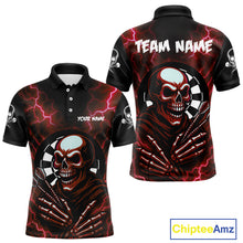 Load image into Gallery viewer, Thunder Lightning Skeleton Dartboard Red Darts Shirt For Men - Custom Name &amp; Team  NYN0592