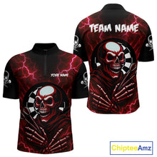 Load image into Gallery viewer, Thunder Lightning Skeleton Dartboard Red Darts Shirt For Men - Custom Name &amp; Team  NYN0592