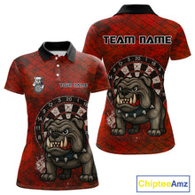 Load image into Gallery viewer, Bull Dog And Dartboard Red Grunge Darts Shirt For Women - Custom Name &amp; Team Jersey NYN0596
