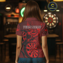 Load image into Gallery viewer, Custom Eagle &amp; Dartboard Red Stripes Dart Polo Shirts For Women, Dart Team Jerseys NYN0782