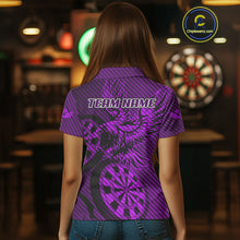 Load image into Gallery viewer, Custom Eagle &amp; Dartboard Purple Stripes Dart Polo Shirts For Women, Dart Team Jerseys NYN0784