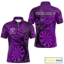 Load image into Gallery viewer, Custom Eagle &amp; Dartboard Purple Stripes Dart Polo Shirts For Men, Dart Team Jerseys NYN0784
