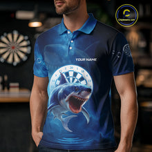 Load image into Gallery viewer, Personalized Fishing Shark &amp; Dartboard Custom Dart Polo Shirts For Men, Dart Jerseys NYN0789