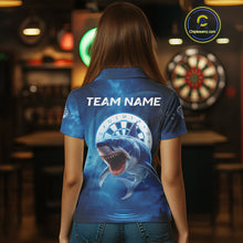 Load image into Gallery viewer, Personalized Fishing Shark &amp; Dartboard Custom Dart Polo Shirts For Women, Dart Jerseys NYN0789