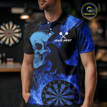 Load image into Gallery viewer, Darts Shirt For Men Personalized Flame Eagle Dartboard Dart Team Jerseys | Blue NYN1156