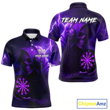 Load image into Gallery viewer, Custom Funny Skull Darts Shirt For Men Personalized Purple Dartboard Dart Team Jerseys NYN1159