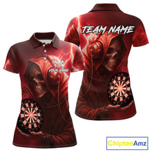 Load image into Gallery viewer, Custom Funny Skull Darts Shirt For Women Personalized Red Dartboard Dart Team Jerseys NYN1161
