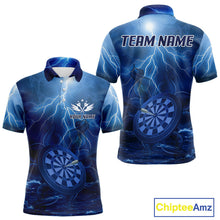 Load image into Gallery viewer, Thunder Dartboard In The Ocean Blue Darts Shirt For Men - Custom Name &amp; Team Jersey NYN0614
