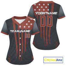 Load image into Gallery viewer, Personalized US Flag Baseball Jerseys Custom Patriotic Baseball Jersey For Women &amp; Newborns NYN1181