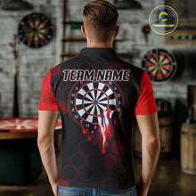 Load image into Gallery viewer, Red Dripping Dartboard &amp; US Flag Men's Darts Polo Shirt - Custom Name For Dart Players NYN0800