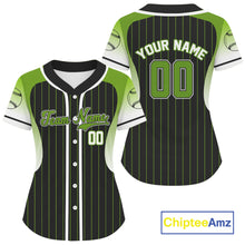 Load image into Gallery viewer, Green And White Pinstripe Baseball Jersey For Women Custom Youth Classic Baseball Shirt NYN0817