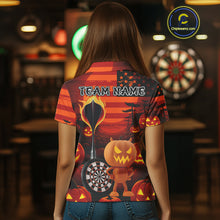 Load image into Gallery viewer, Pumpkin Play Darts Custom Halloween Dart Polo Shirts For Women, Funny Dart Jerseys NYN0807