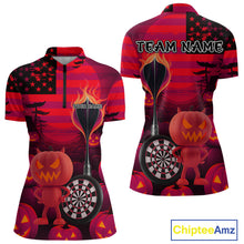 Load image into Gallery viewer, Pumpkin Play Darts Custom Halloween Dart 1/4-Zip Shirts For Women, Funny Dart Jerseys NYN0808