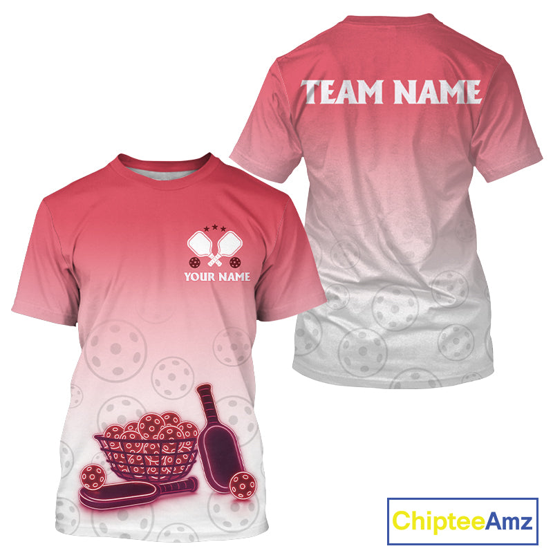 Custom Red Pickleball T-Shirt For Men Pickleball Jerseys With Name Personalized NYN1244
