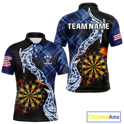 Colorful Splash Dartboard & Cobalt Camo Darts Shirt For Men - Custom Team Name NYN0376