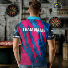 Load image into Gallery viewer, Blue &amp; Pink Claw Scratch Fierce Tiger Darts Shirt For Men - Custom Team Name NYN0377