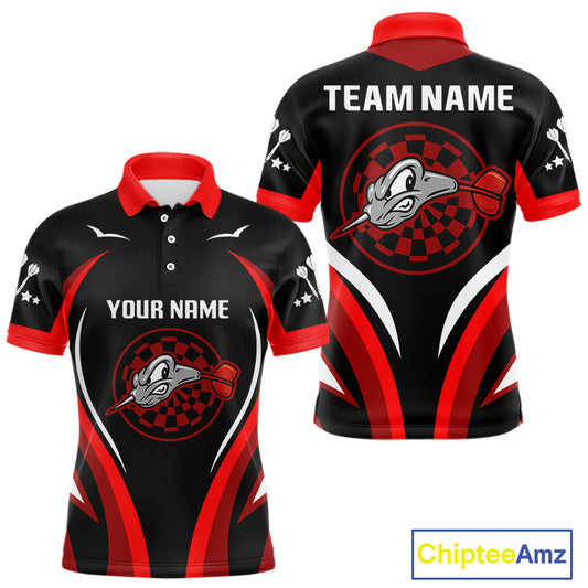 Red Darts Arrow & Dartboard Funny Darts Shirt For Men - Custom Team & Player Name NYN0378